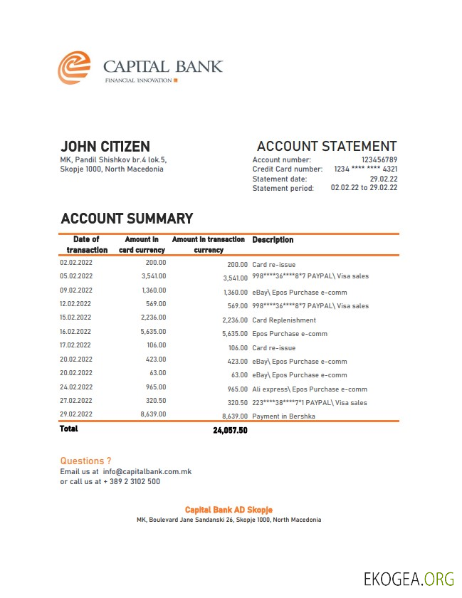 Déclaration de la Banque capitale de Macédoine du Nord